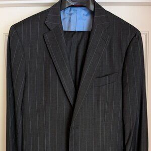 LNWOT Recent Isaia Napoli Super 140s Charcoal Gray Pinstripe Suit EU54R (US40R)